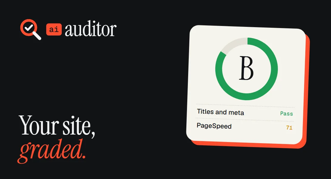 Pylogix AI Website Auditor: an SEO report card with a B grade