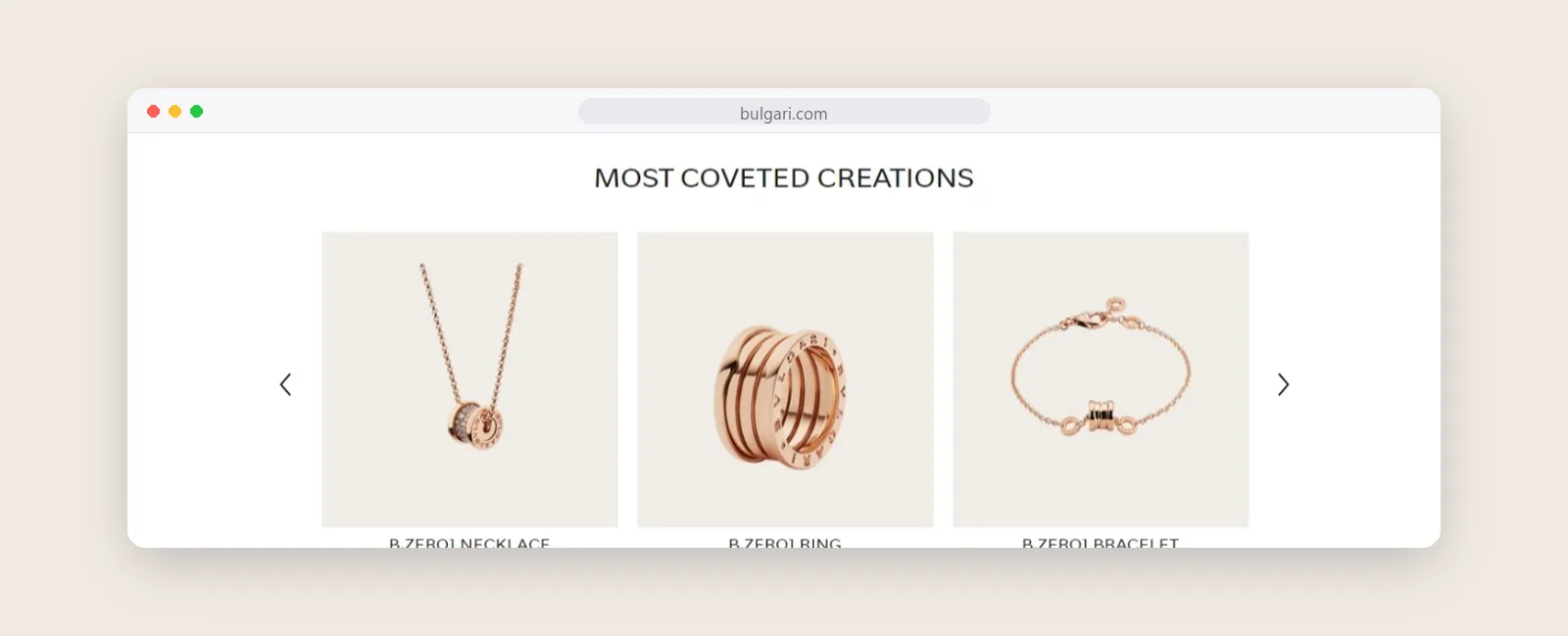 Bulgari most coveted creations carousel of B.zero1 jewelry