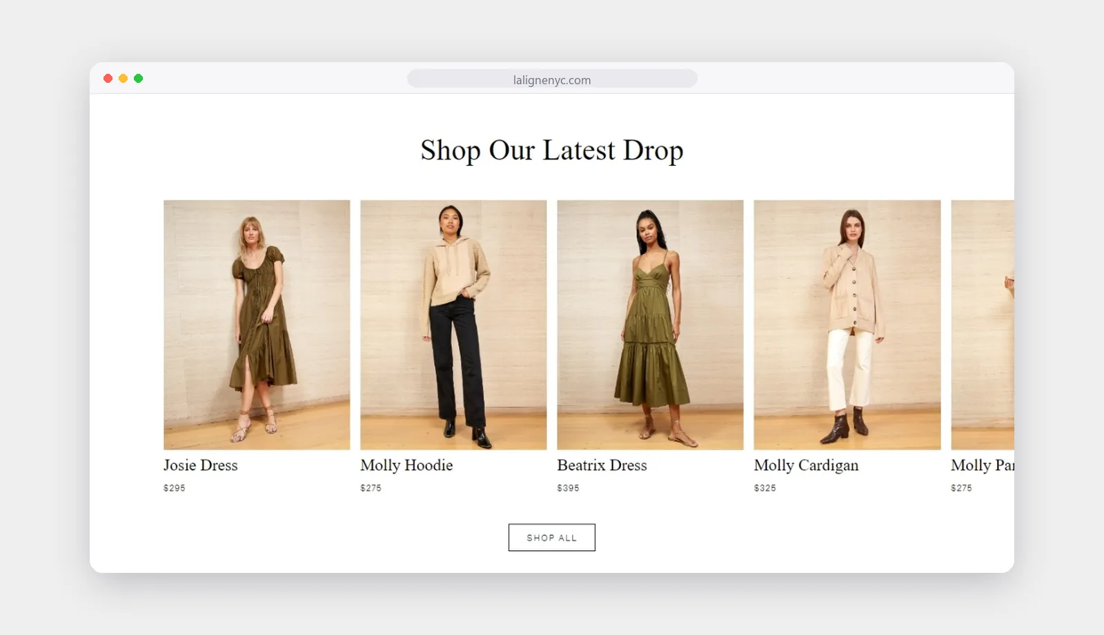 La Ligne Shop Our Latest Drop product carousel