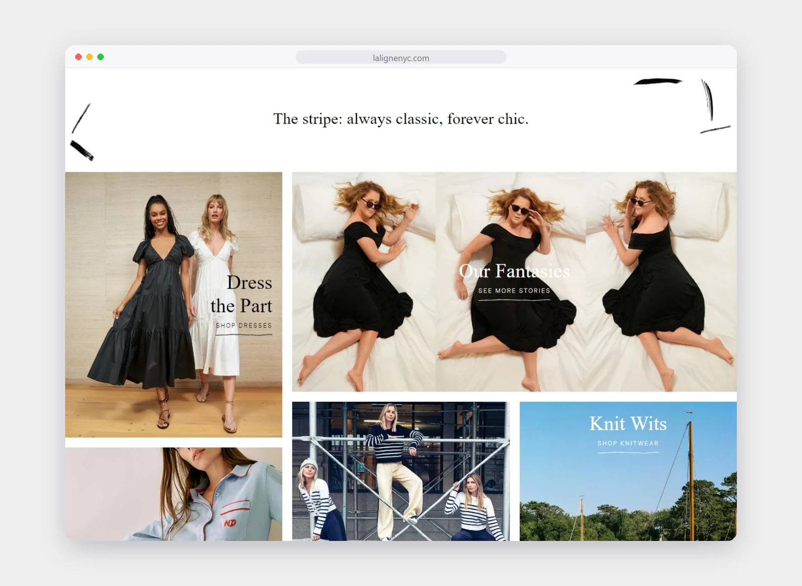 La Ligne story tiles for dresses, knitwear and brand features