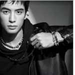 Mikimoto campaign image of a model wearing pearls, The Originator of Cultured Pearls