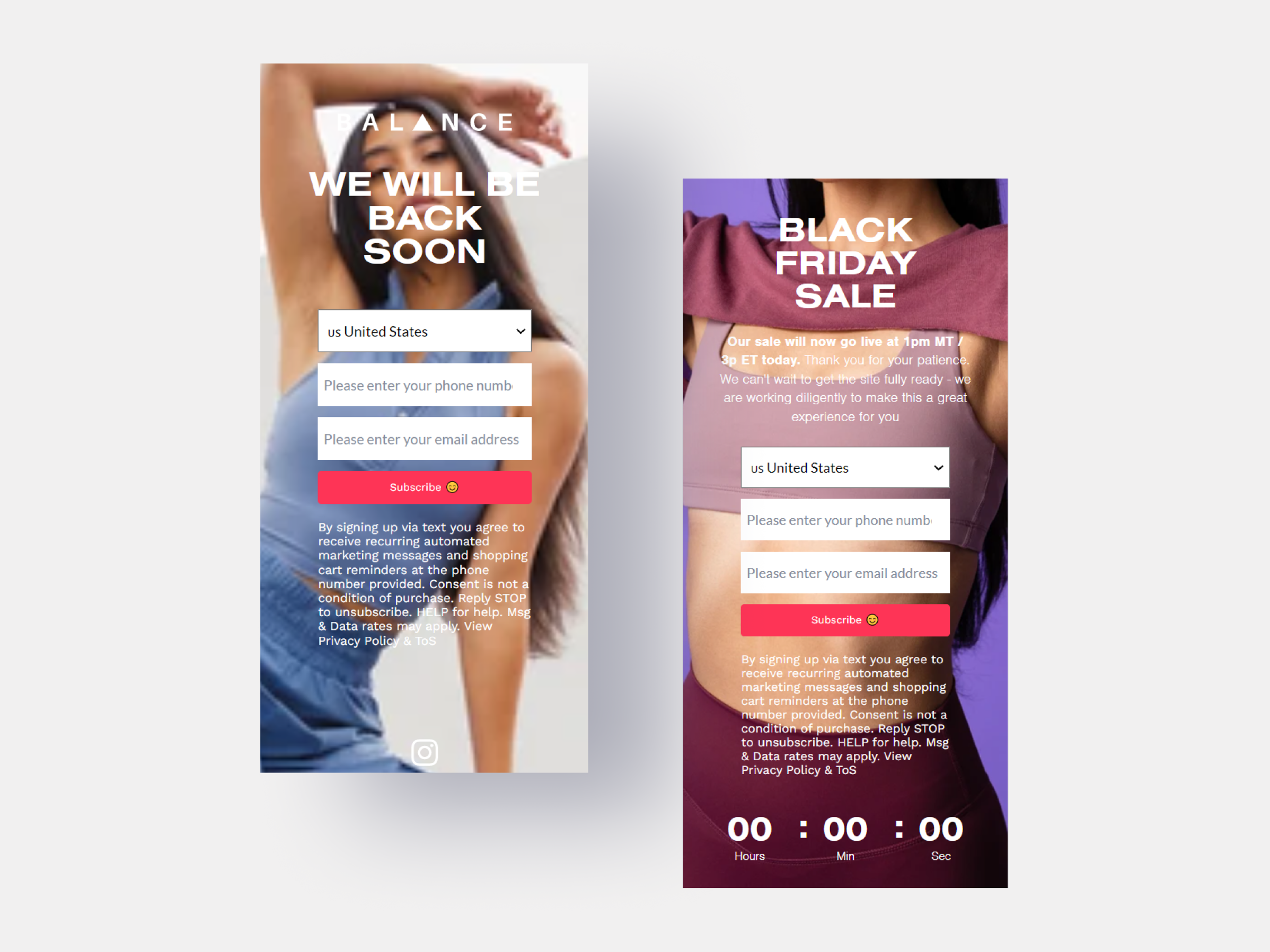 Balance Athletica product drops design by Pylogix