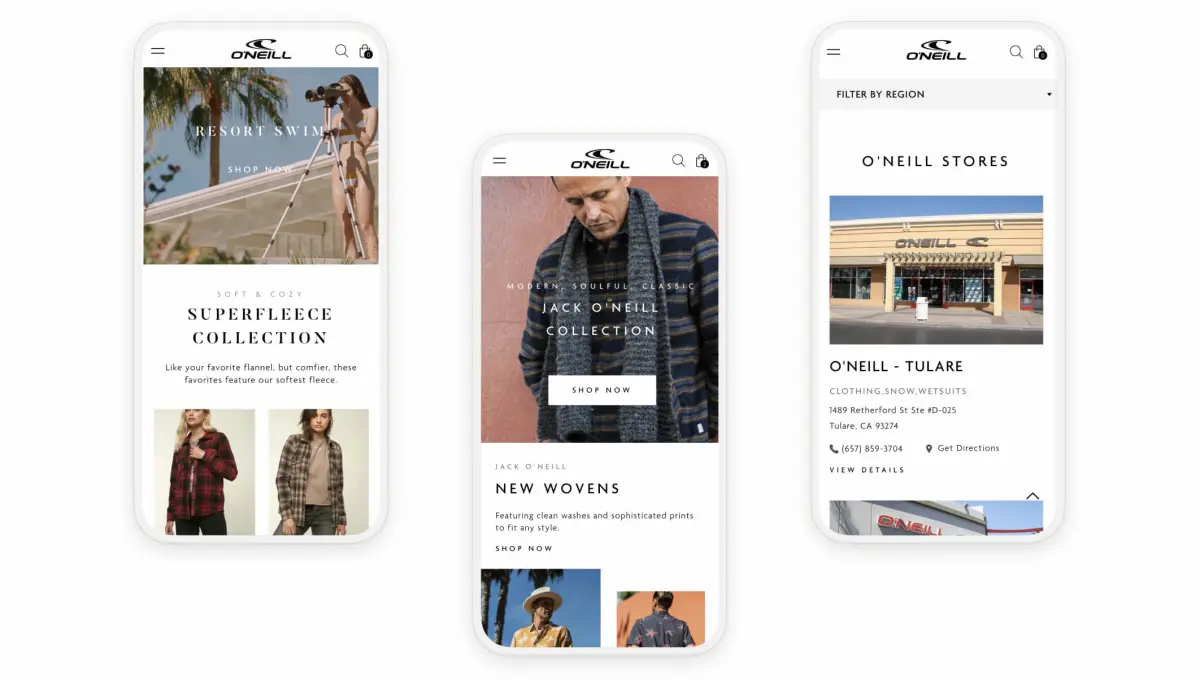 O'Neill website design by Pylogix