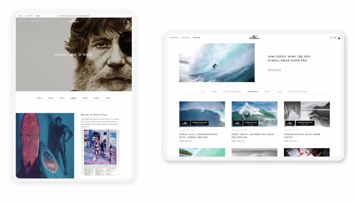 O'Neill website design by Pylogix