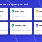 Cover listing six agent jobs boring enough to work: invoice matching, ticket triage, supplier onboarding, data entry, contract triage and report assembly