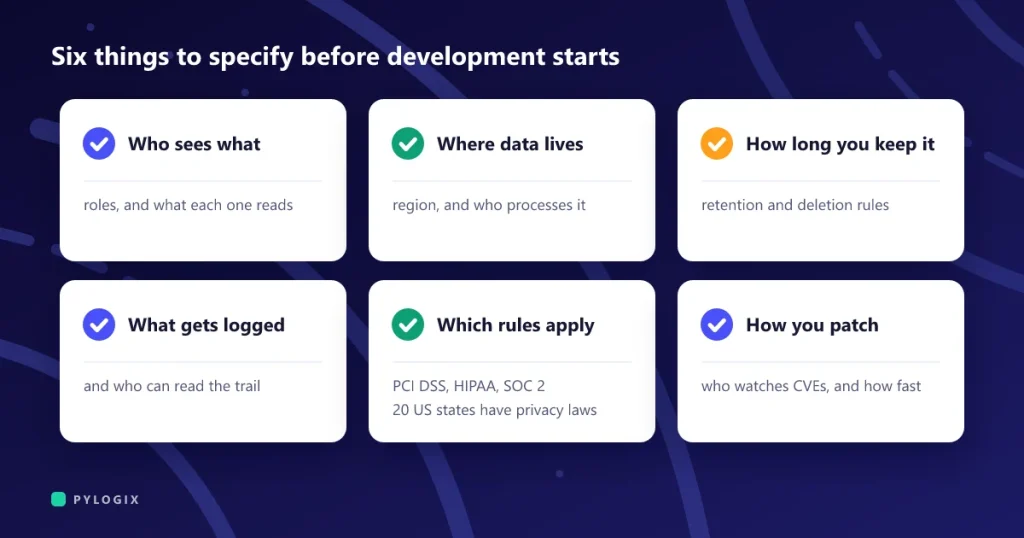 Security and compliance to specify before development starts